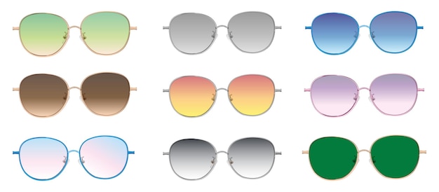 Вектор Очки солнцезащитные очки цвет линзы видеть вид глаз оптика оптический врач смотреть медицина видение носить дизайн