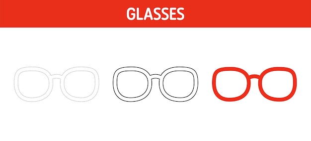 Glasses tracing and coloring worksheet for kids