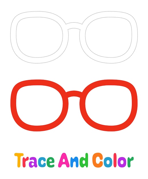 Vector glasses tracing worksheet for kids