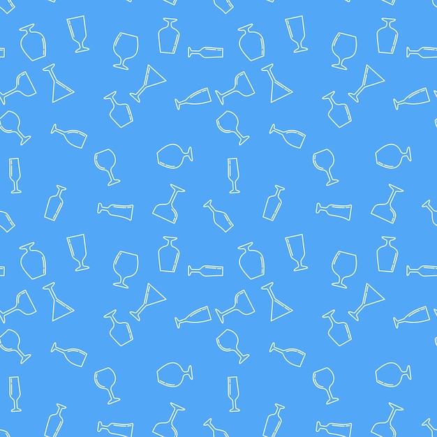 Vector glasses vector seamless blue pattern or background