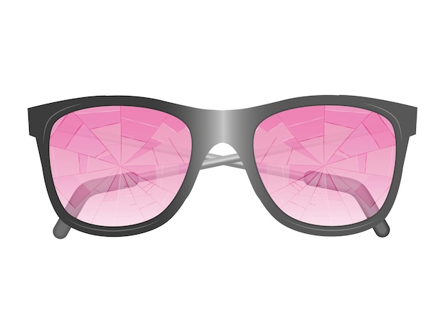 Vector glasses with broken pink glasses. isolated image.