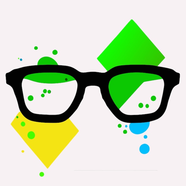 Vector glasses with paint drops logo codes line vector illustration