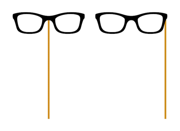 Glasses with wooden stick on white background