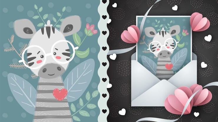 Glasses zebra, idea for greeting card