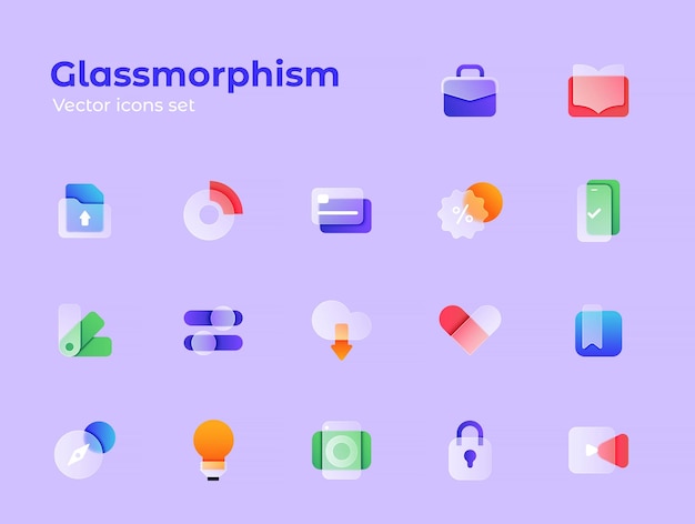 Vector glassmorphis icons design 2