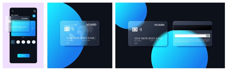 Vector glassmorphism bank card in popular