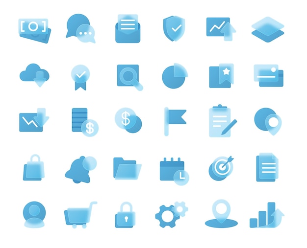 Glassmorphism ビジネス戦略アイコン 財務管理のマーケティングと計画 目標を達成する