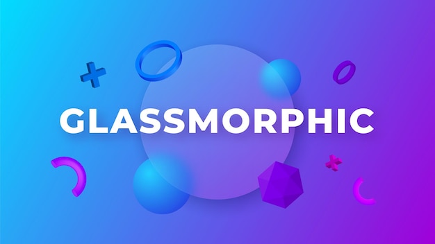 Vettore concetto di glassmorphism con forme geometriche 3d effetto vetro smerigliato
