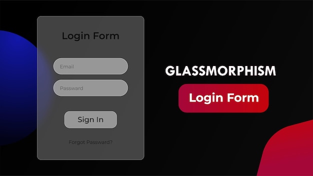 幾何学的形状を持つグラスモーフィズムのコンセプト。グラデーション ベクター グラスモーフィズム バナーの背景。