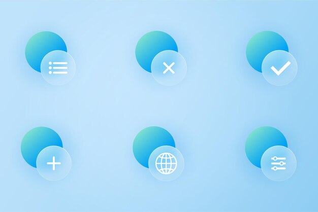 Glassmorphism icon elements collection