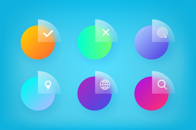 Glassmorphism icon elements collection