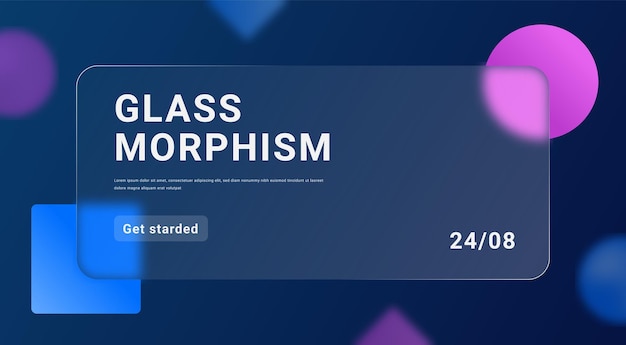 Glassmorphism lay-out sjabloon wazig bannerontwerp realistisch glas wazig effect met set tra