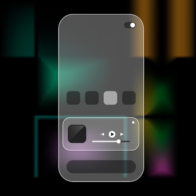 Glassmorphism 모바일 미디어 컨트롤 UI 템플릿