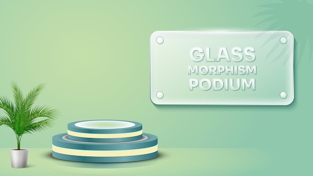 Glassmorphism product display podium achtergrond