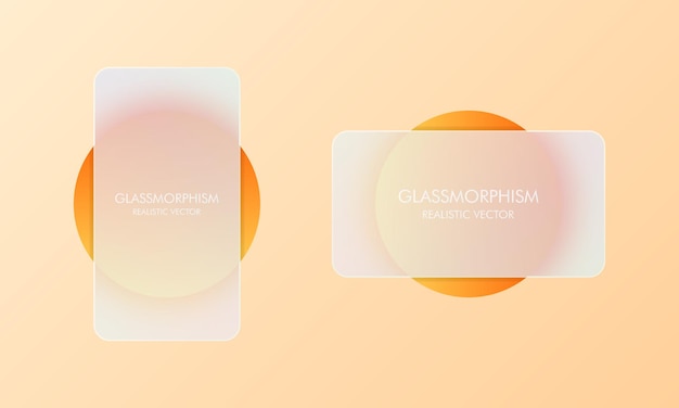 Glassmorphismスタイル。空白の販売バナー。透明なガラス板のセットによるリアルなガラスの形態効果。ベクトルイラスト。