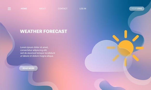 Vector glassmorphism style cloud icon for weather forecast landing page design