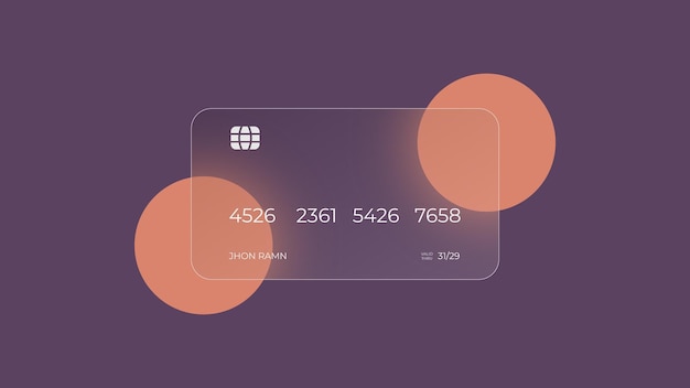 Glassmorphism style credit card icon cashless payment concept realistic glass morphism effect vector