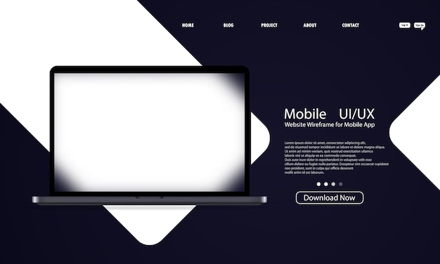 Glassmorphism style. Laptop template UI UX design. Realistic glass morphism effect with set of transparent glass plates.