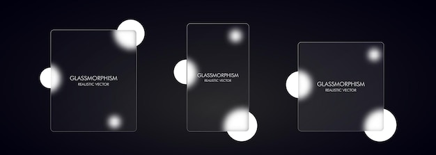 Стиль глассморфизм. реалистичный эффект морфизма стекла с набором прозрачных стеклянных пластин.