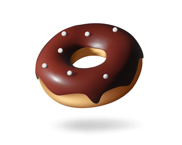 Vector glazed donut with chocolate brown topping and sprinkles bakery sweet pastry food dessert