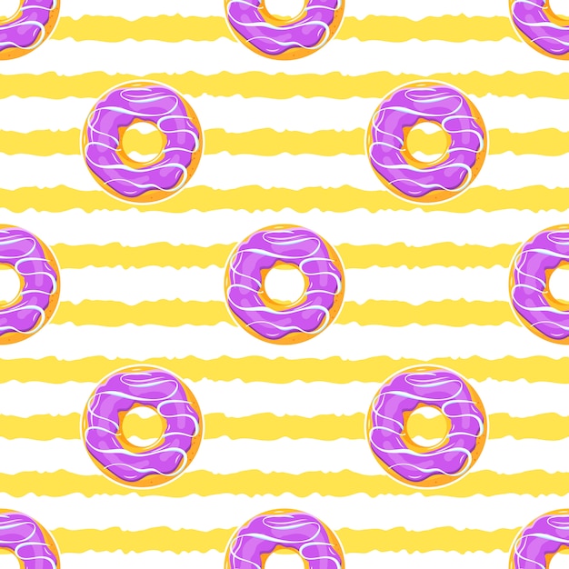 Glazed donuts, seamless summer pattern