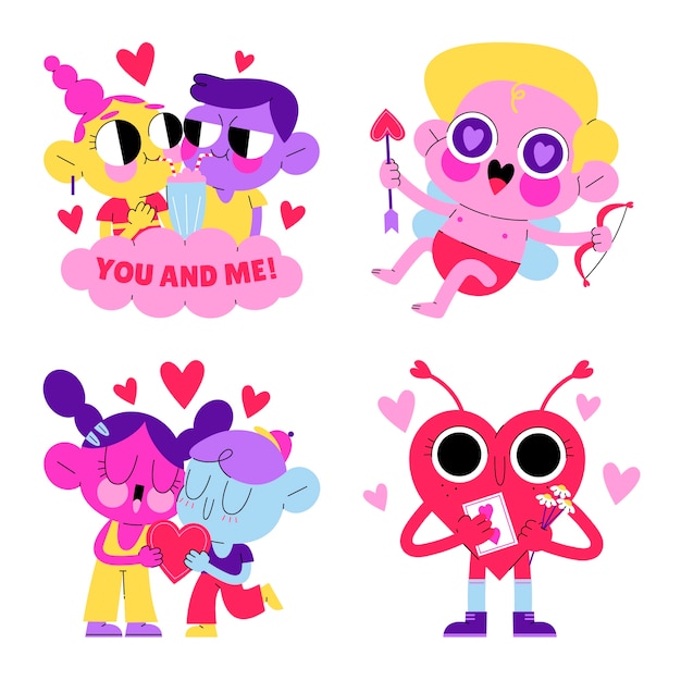 Vector glazed love stickers collection