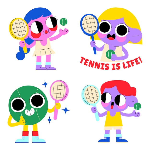 Vector glazed tennis stickers collection