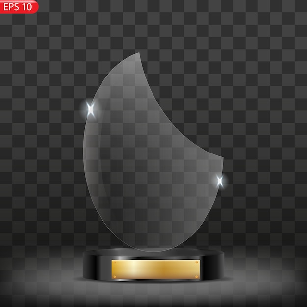 Glazen award trofee set Transparante prijs sjabloon Winnaar eerste plaats concept Vector illustratie