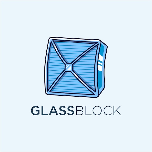 glazen blok logo vector ontwerp