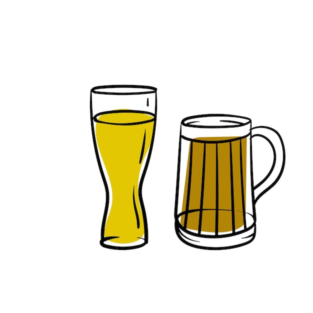 Glazen containers voor drankjes Illustratie in doodle schetsstijl