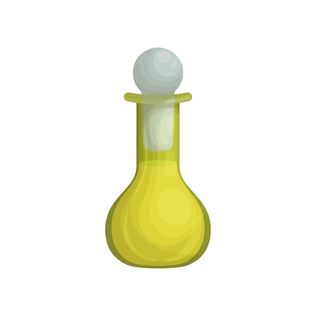 Glazen fles kruidenolie of helende balsem in cartoonstijl Aromatherapie-olie voor spa-culinaire en parfumerie Alcohol of ingrediënten Pictogram voor verpakking van websiteontwerp