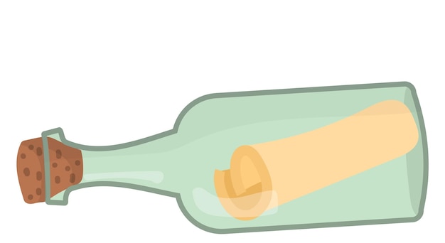 Glazen fles met papieren scroll Pictogram voor nautisch bericht