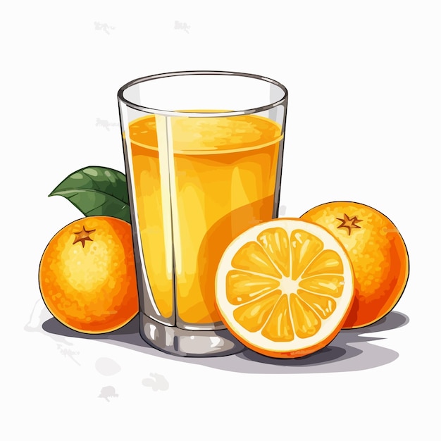 glazen kopje sap sinaasappelsap illustratie