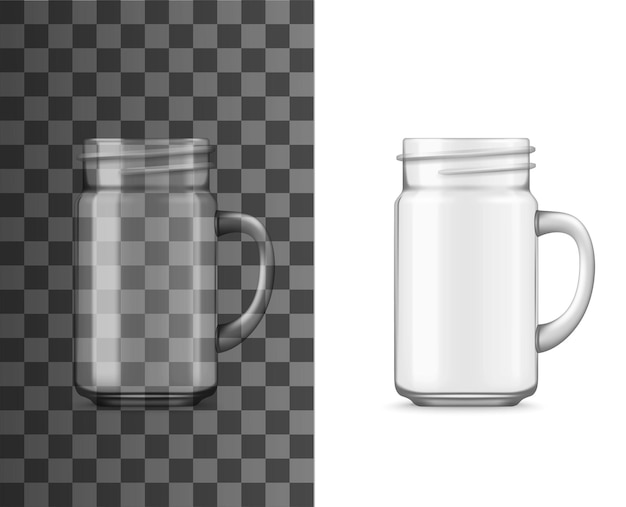 Vector glazen pot met handvat voor realistische mockup voor drankjes