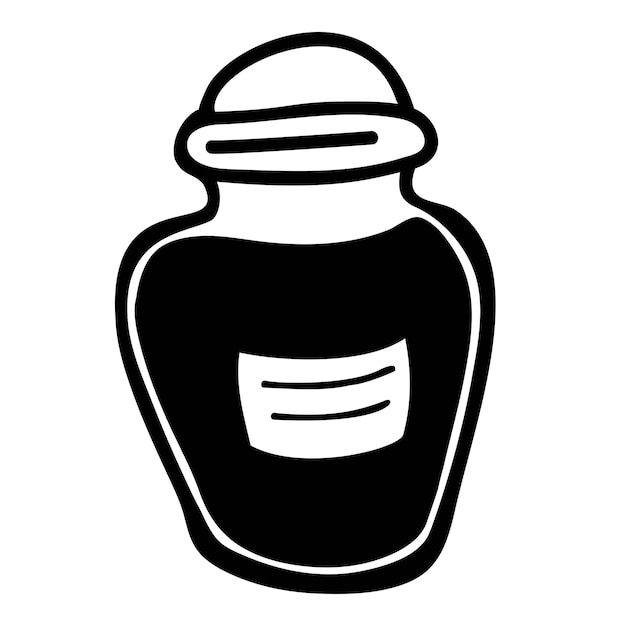 Glazen pot met label Zelfgemaakte jam Vector hand tekenen doodle