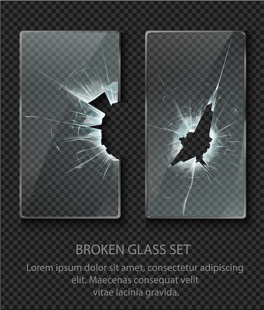 Vector glazen raamwerk gebroken glasset