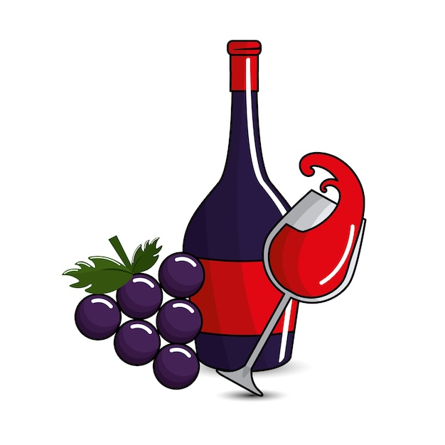 glazen spatten en flessen wijn en druiven pictogram