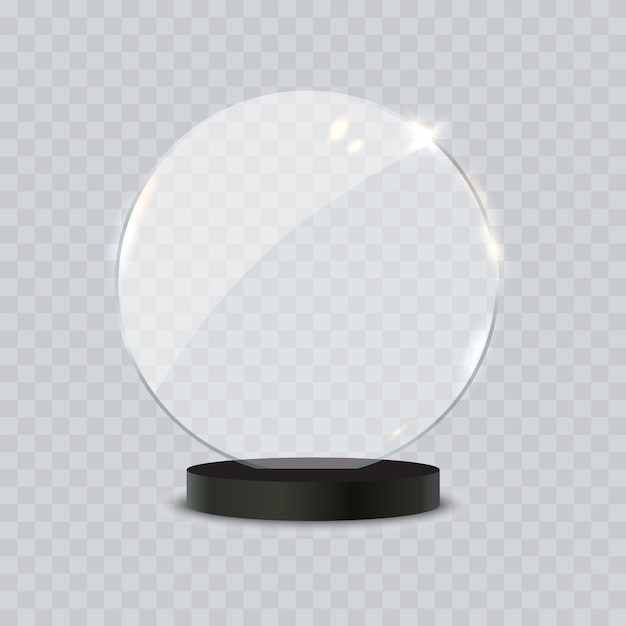 Glazen trofee award realistische 3d illustratie op transparante achtergrond