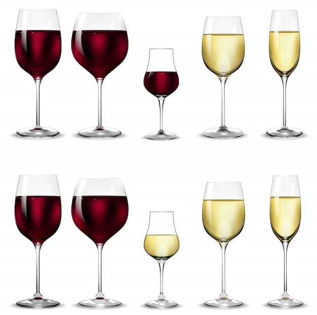 Vector glazen voor witte en rode wijn.
