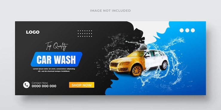 वेक्टर gleaming wheels car wash advertisement facebook bundle template