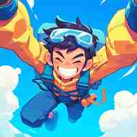 Vector a glendale boy goes base jumping in cartoon style