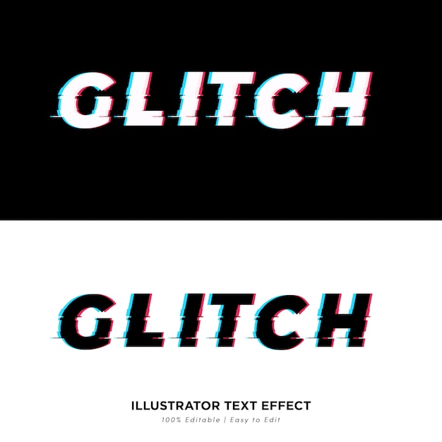 Vector glich text effect editable font