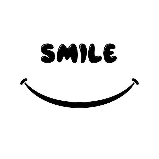 Glimlach met tong op gele achtergrond concept van grijns glimlach werelddag taal heerlijk eten genieten van voedsel foodie smaak sociaal netwerk emoji vlakke stijl trend glimlach logo ontwerp vectorillustratie