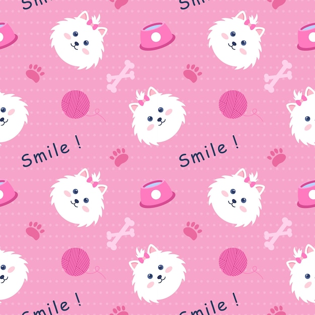 Glimlach naadloze patroon ontwerp illustratie met lachend karakter en geluk gezicht
