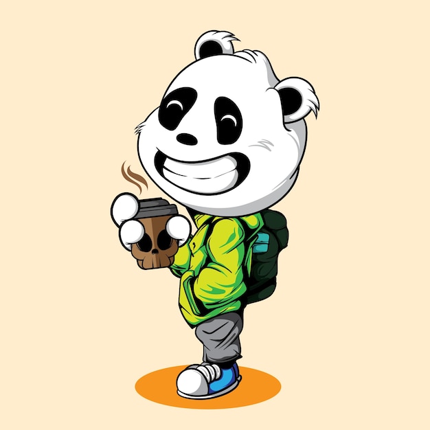 Glimlach panda met skull koffiekop