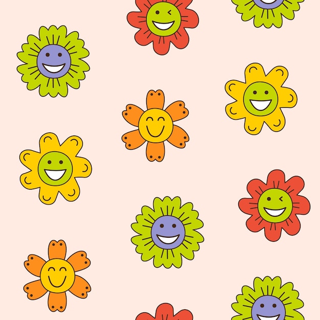 Glimlachend bloem abstract personage mascotte ontwerp grappig gezicht schattig icoon