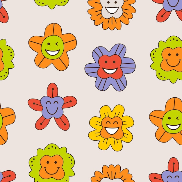 Glimlachend bloem abstract personage mascotte ontwerp grappig gezicht schattig icoon