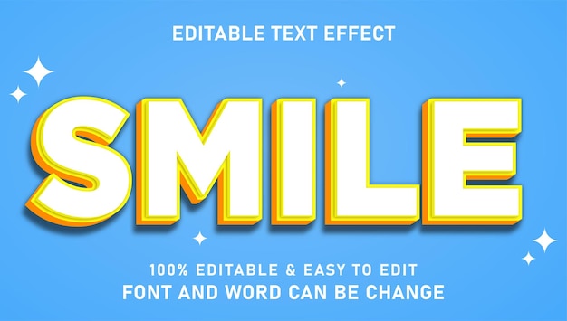 Glimlachend tekst-effect met moderne en elegante 3D-stijl die gemakkelijk kan worden bewerkt