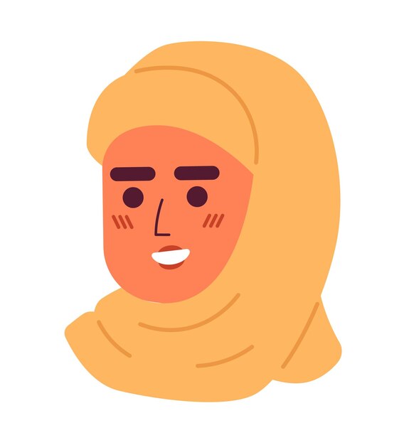 Glimlachende blanke vrouw met hijab 2D vector avatar illustratie