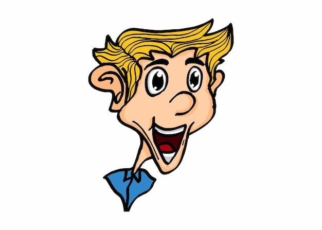 Glimlachende blonde man Caricature Cartoon personages